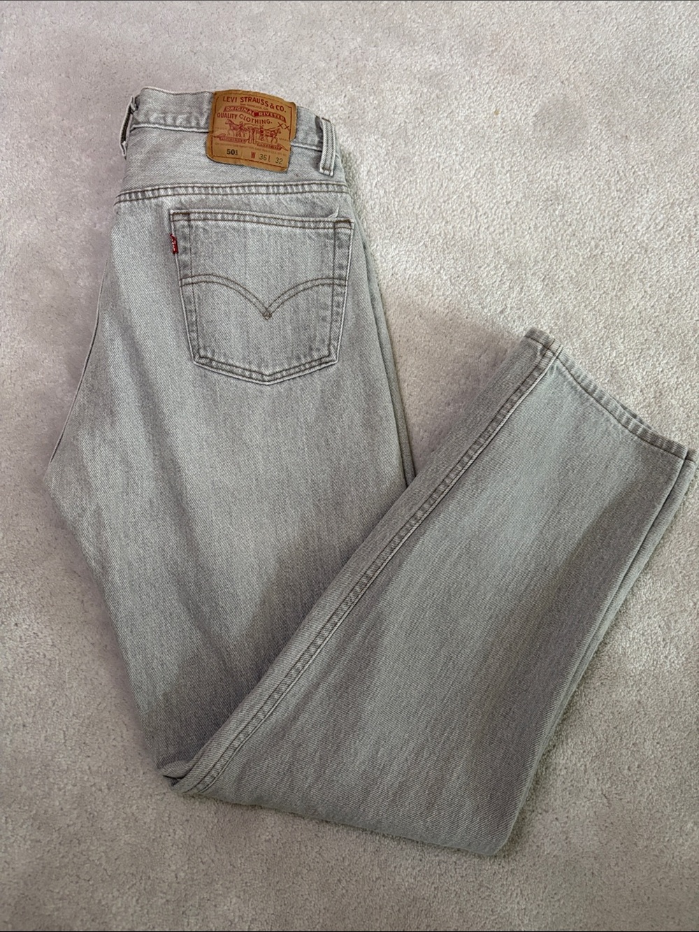 Vintage 1995 Levi's 501 Men's Button Down Light Gray Straight Jeans